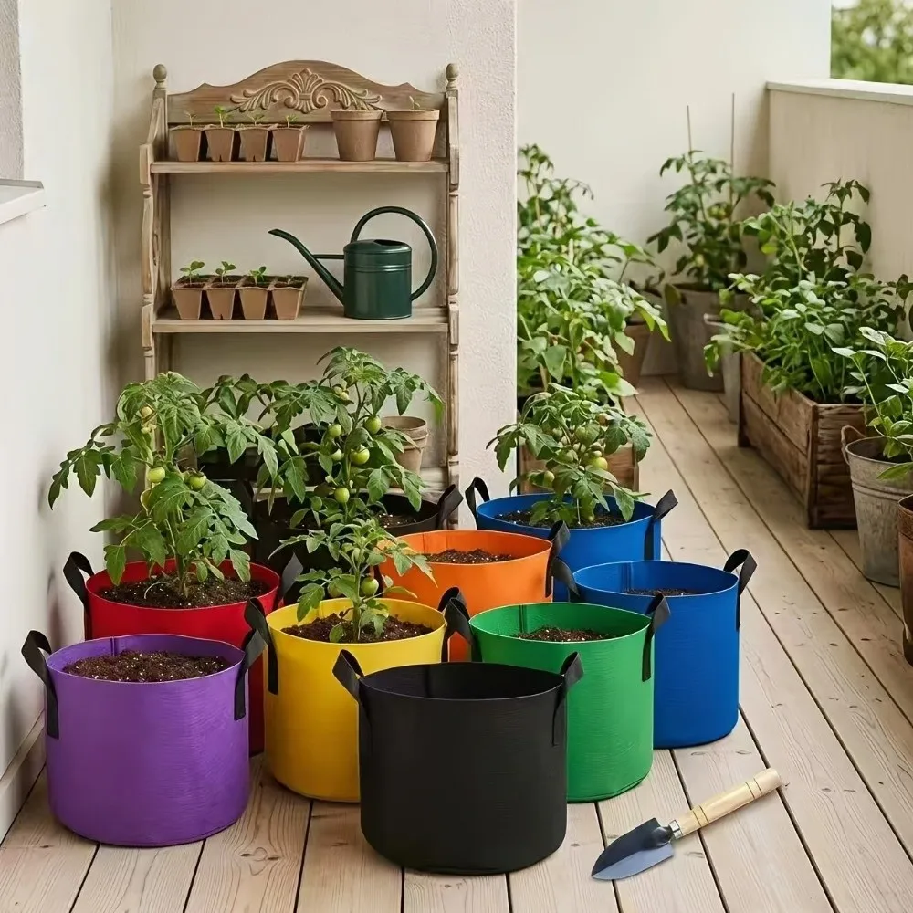 Thickened Grow Bags Foldable Breathable Fabric Pots Non-Woven Large Capacity Garden Flower Plant Bags Potato Planting