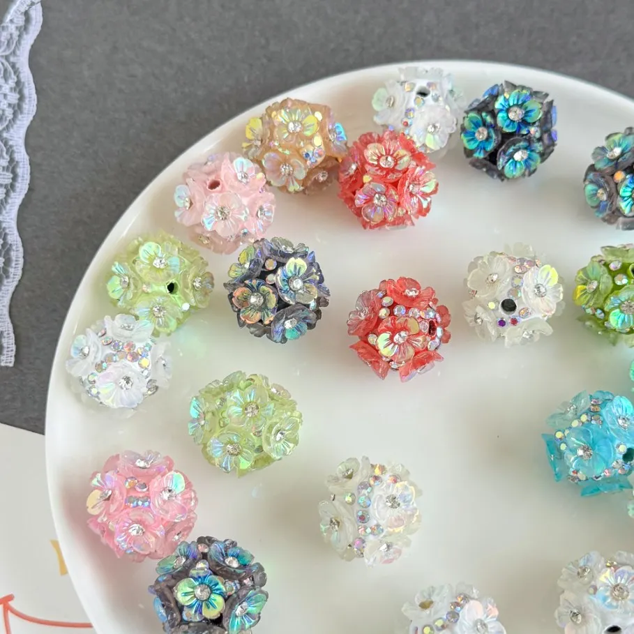 

Clearance 50Pcs 20*20MM DIY Fancy Beads/Hand Made/Flower/Polymer Clay Bead/Rhinestone Bead/Jewelry Findings & Components