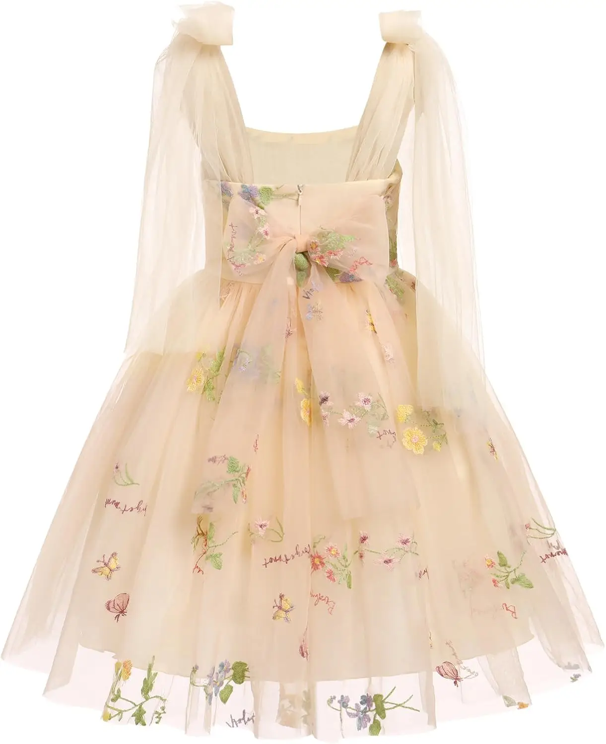 Flower Girl Floal Lace Tulle Dress Princess Backless Wedding Junior Bridesmaid Pageant Communion Dance Maxi Gown