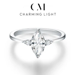 CHARMING 2024 Fashion D VVS1 Color 925 Silver Moissanite Ring Pass Diamond Test Engagement Fine Jewelry Wedding Anniversary Gift
