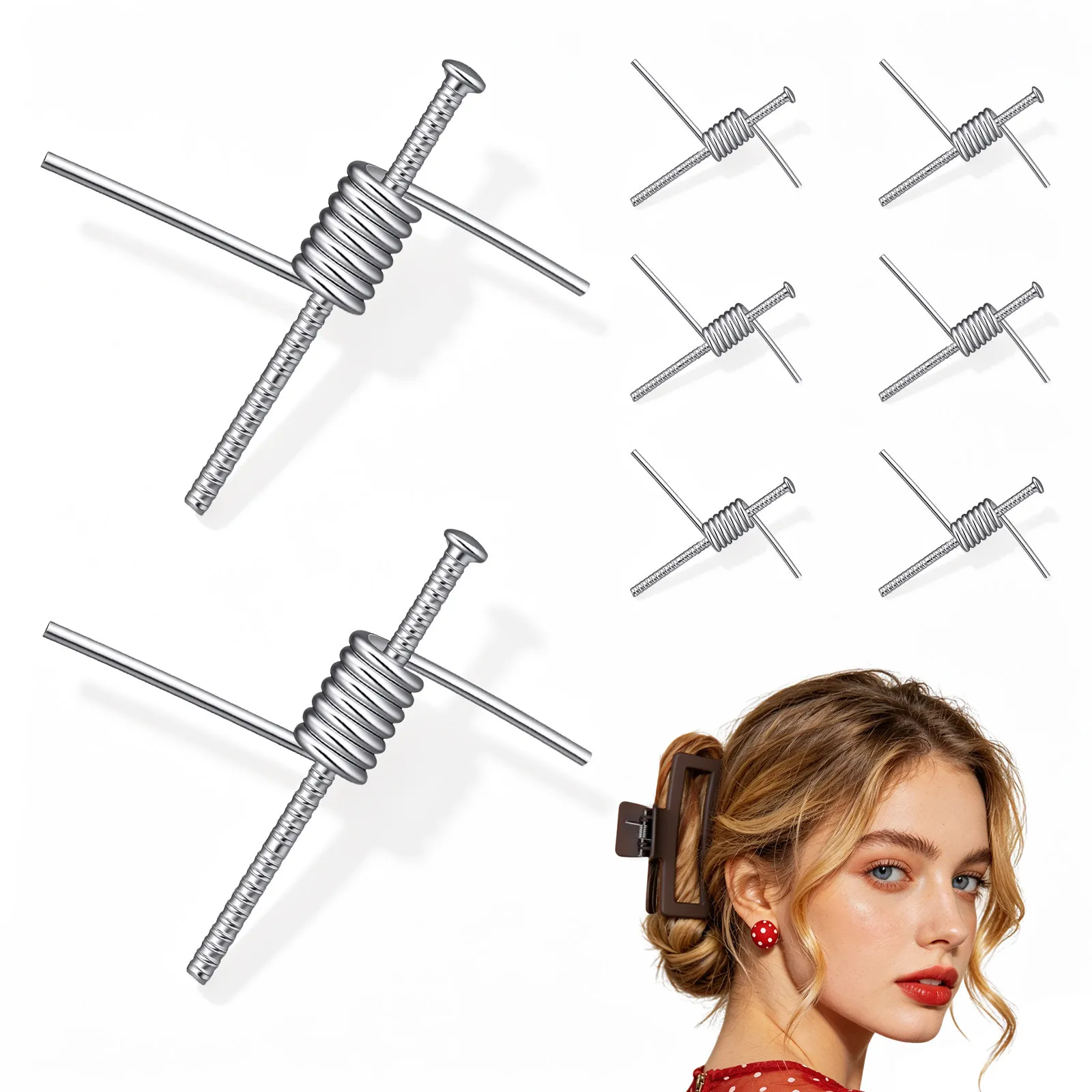 4Pcs Stainless Steel Hair Clip Springs V- Elasticity Replacement Parts for Hairpin Jaw Clamp Repair DIY Hair Claw