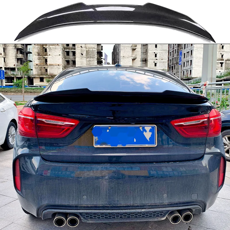 

Highquality Real Carbon Fiber Rear Trunk Spoiler Lip For BMW 2015-2019 X6 F16 Car Styling Boot Lid Wing Tail PSM