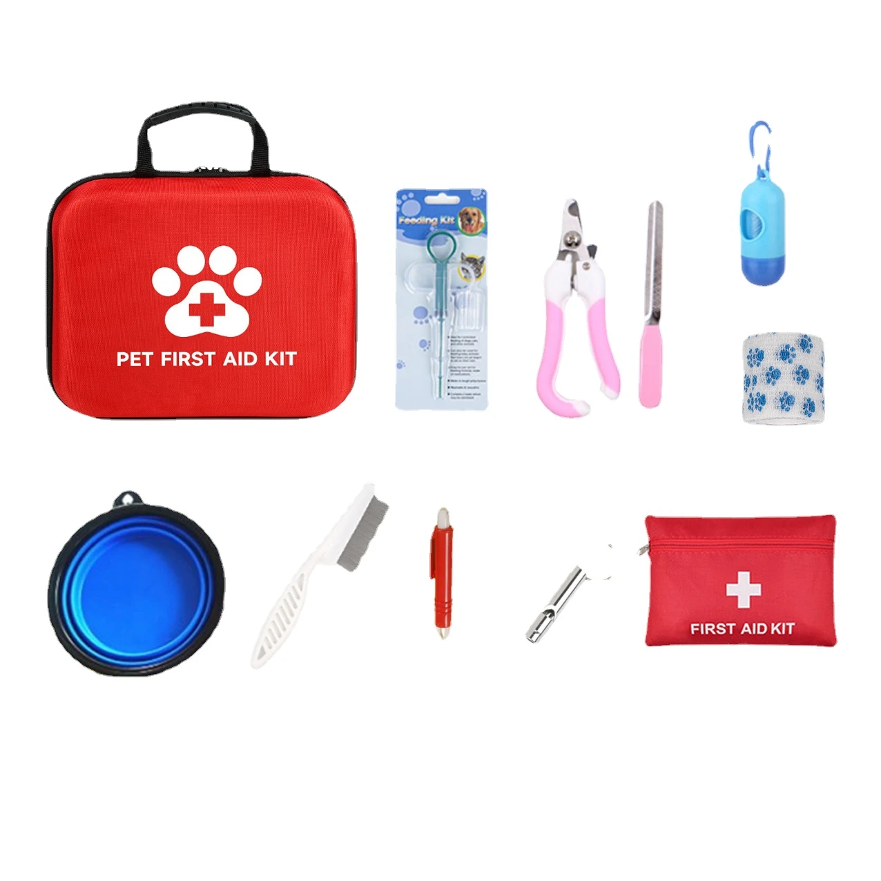 Kit di pronto soccorso per animali domestici da 38 pezzi per cani e gatti Kit di emergenza per animali domestici con forniture di pronto soccorso per la casa campeggio escursionismo viaggi sport