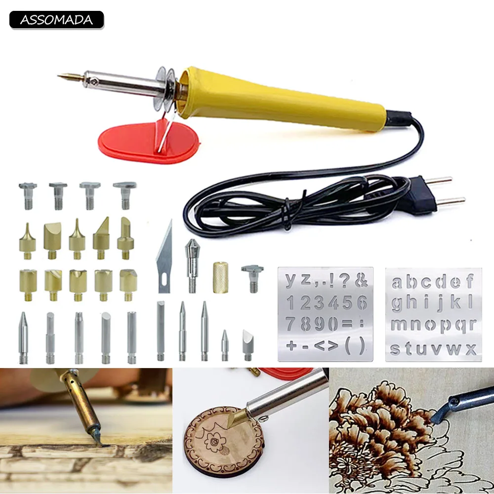 Engraving Wood Burning Pen Scorch Wood Burned Marker Soldering Iron Pen Kit Carving Embossing Pyrography Tool Craft Set 30w 220v