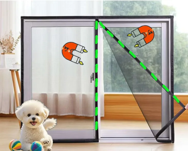 

Household black mosquito proof magnetic screen window, self-adhesive non porous magnetic curtain, invisible sunshade curtain
