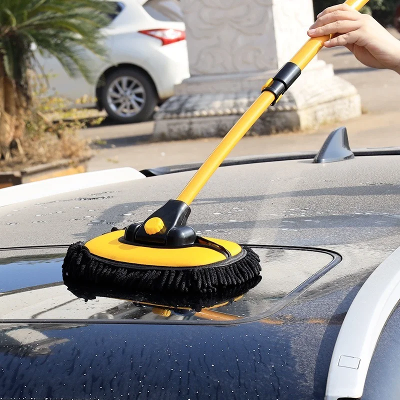 Car Rotatable Cleaning Brush Adjustable Telescoping Long Handle Cleaning Mop Chenille Broom Wash Brusher Tool Auto Accessories