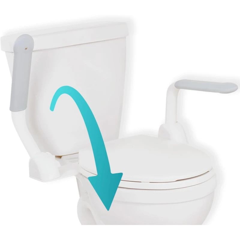 

Vive Toilet Safety Rail with Flip-Up Handles - 450 lb Capacity Senior Safety Frame for Elderly & Disabled - Handicap Grab Bar