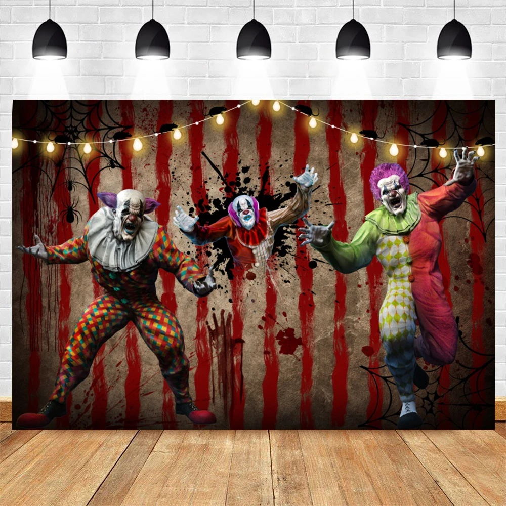 هالوين السيرك خلفية الرعب الشر مهرج خدعة أو علاج اليقطين الهيكل العظمي كرنفال حفلة صور خلفية التصوير الدعائم