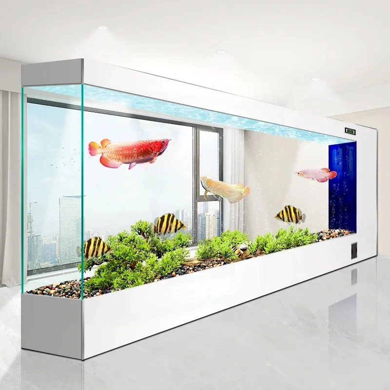 

cqyNew fish tank living room ultra-white glass medium and large integrated water-free screen aquarium