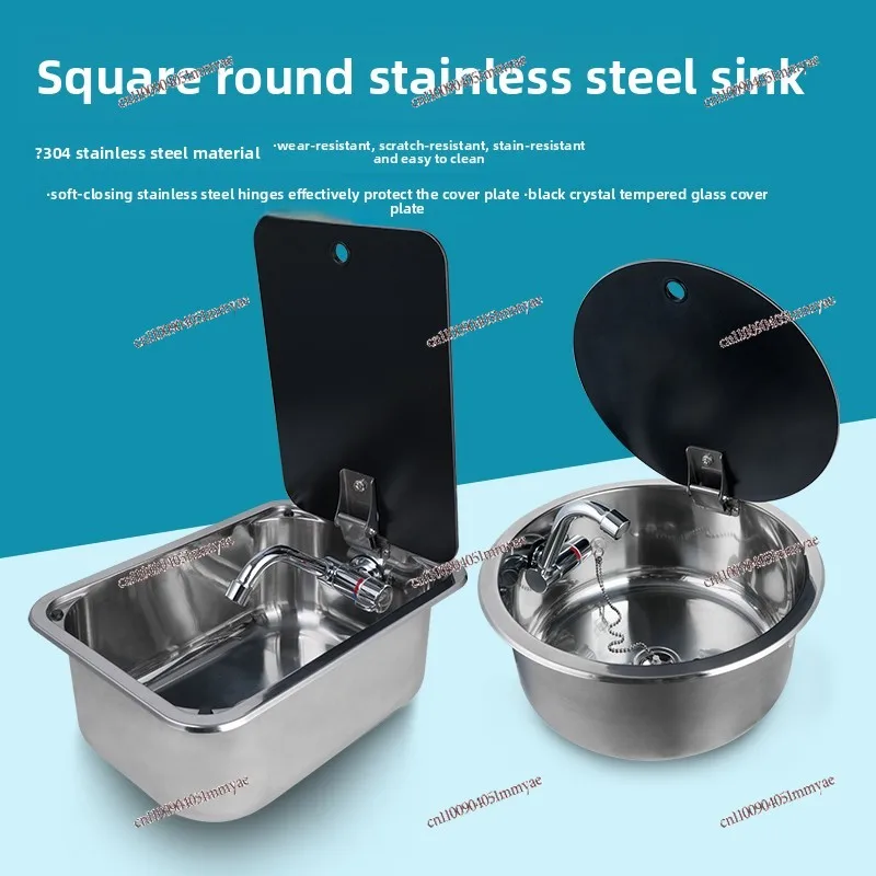 RV sink with faucet small kitchen wash basin round