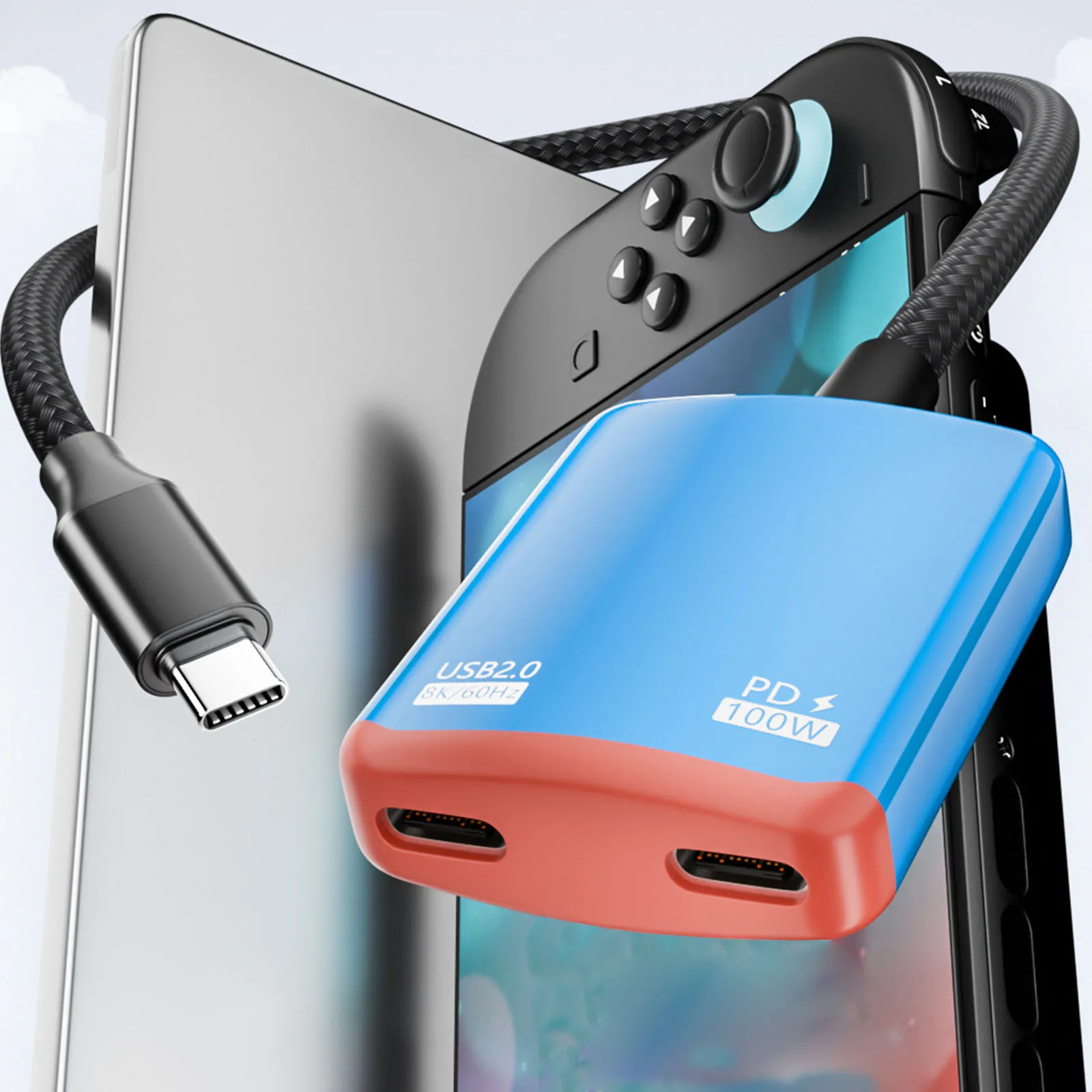 2-in-1 Type-C To AR Glasses Charging Adapter 8K/60Hz Display Output Charge and Play Adapter High Definition Stable Connection