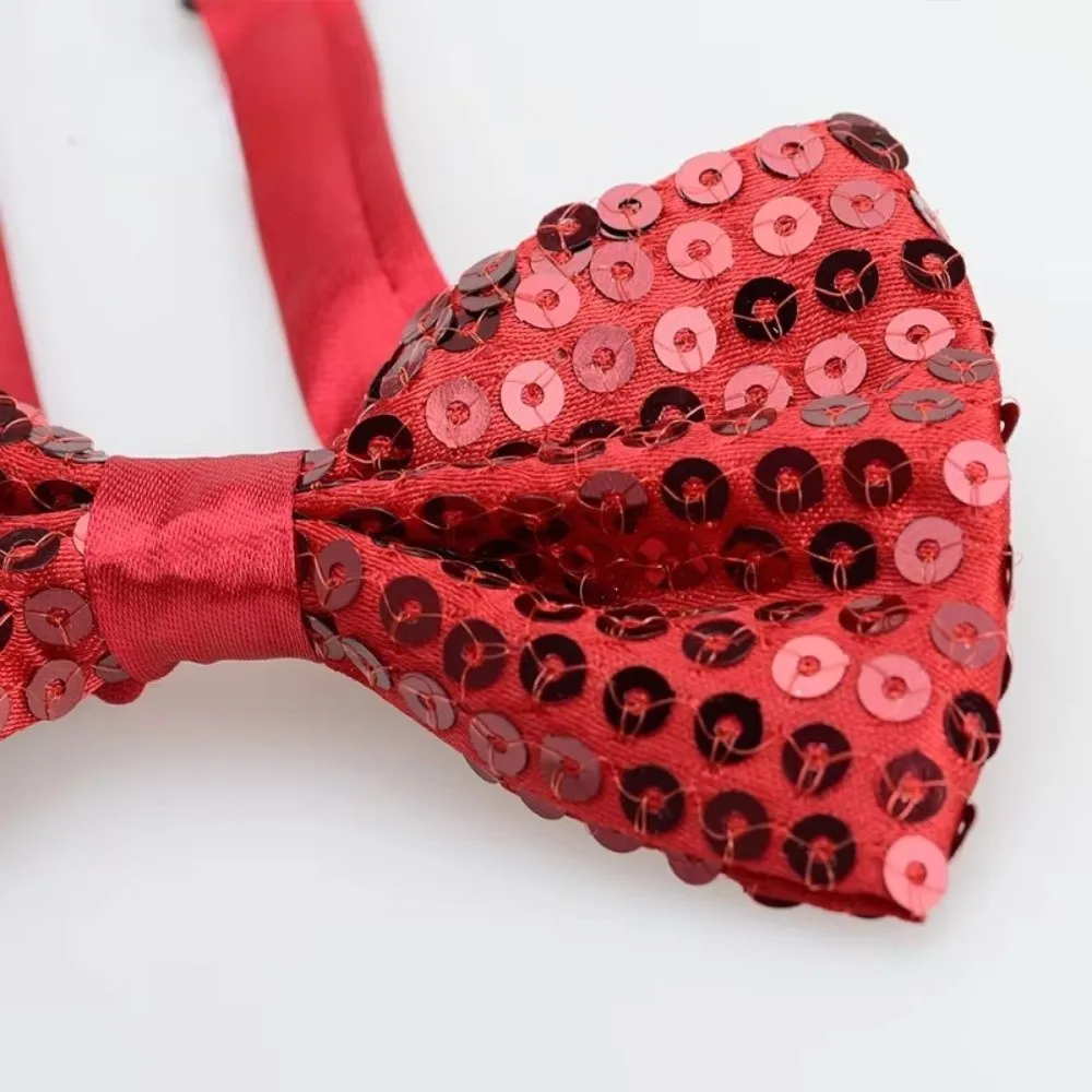 Kids Sequin Children Bow Tie Pre-Tied Adjustable Bowknot Decoration Handsome Stage Performance Costume Graduation Photo Props