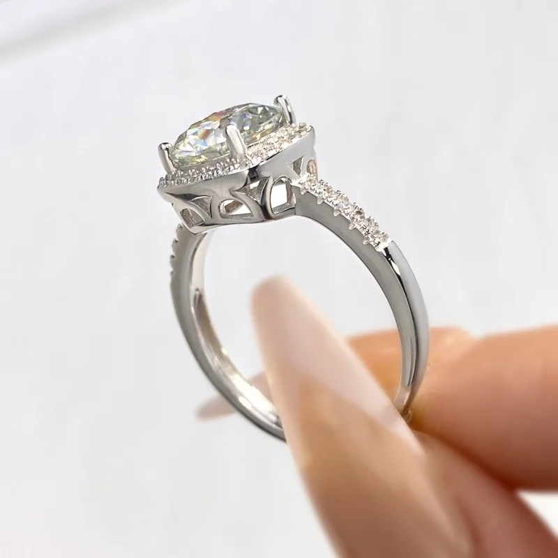 DWJ Classic 1CT D Color Square Real Moissanite Diamond Engagement Rings For Women Real 925 Sterling Silver Wedding Jewelry