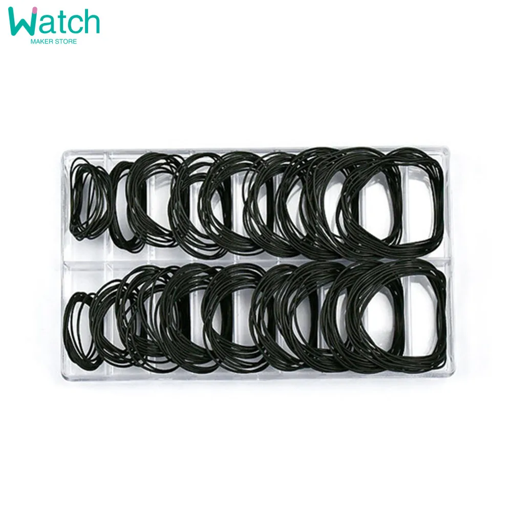 200 قطعة حافظة الساعة الخلفية المطاطية المقاومة للماء O-حلقة طوقا أدوات إصلاح لصانع الساعات سمك 0.5 مللي متر/0.6 مللي متر الراقية محاصر