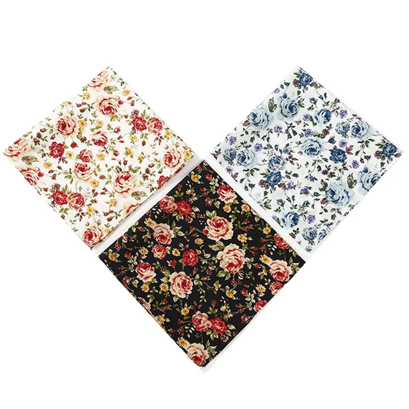 3Pcs 46x46cm 100% Cotton Vintage Flower Printed Japanese Handkerchief Kerchief Bandana For Women Ladies Party Favors