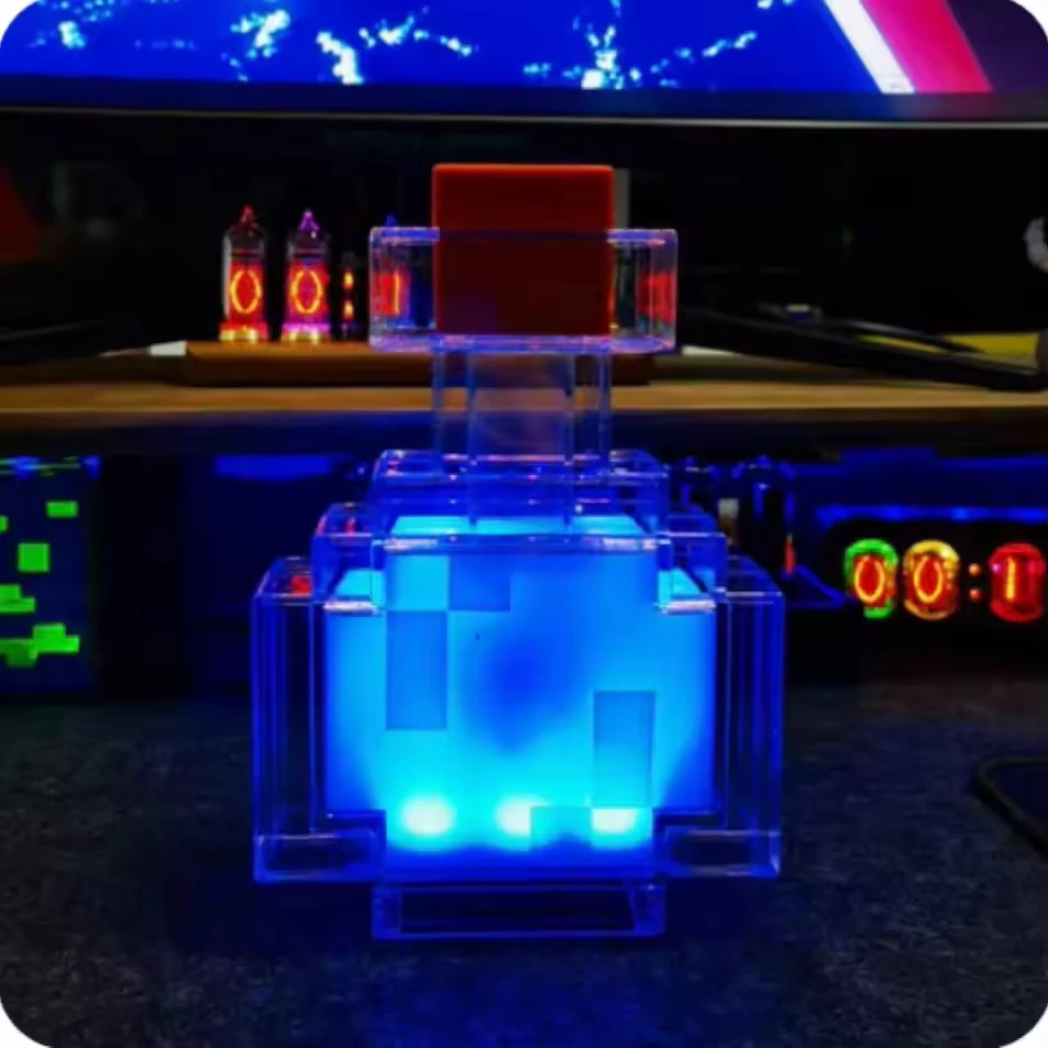 Luminária Noturna MC Game Potion Bottle com 7 Cores Mutáveis, Lâmpada LED Recarregável com Controle por Toque, Decoração de Ambiente para Quarto, Mesa e Presentes