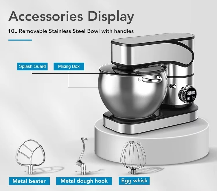 10L Stand Mixer SC-633E with Brushless 9840# DC Motor Metal Gear Professional 2000W Heavy Duty Dough Mixer for Bakery