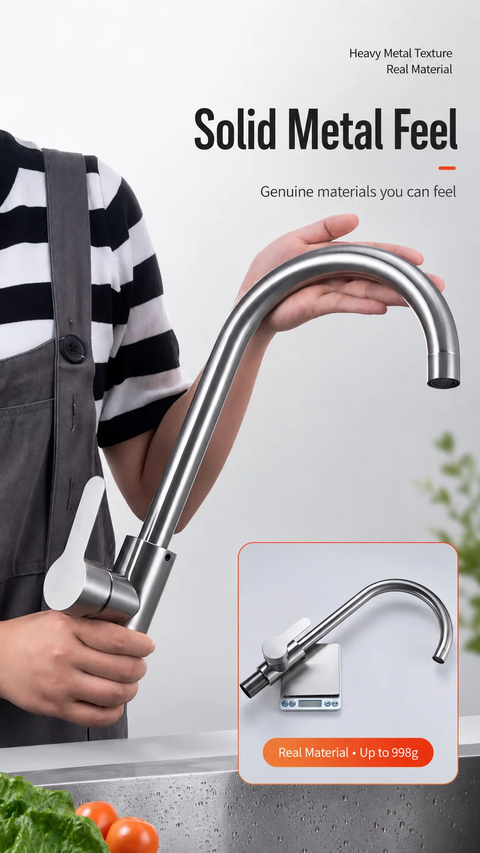 SUS304 Stainless Steel Kitchen Faucet Hot Cold Mixer Tap 360° Swivel Anti Splash Sink Faucet for Kitchen Bathroom Basin
