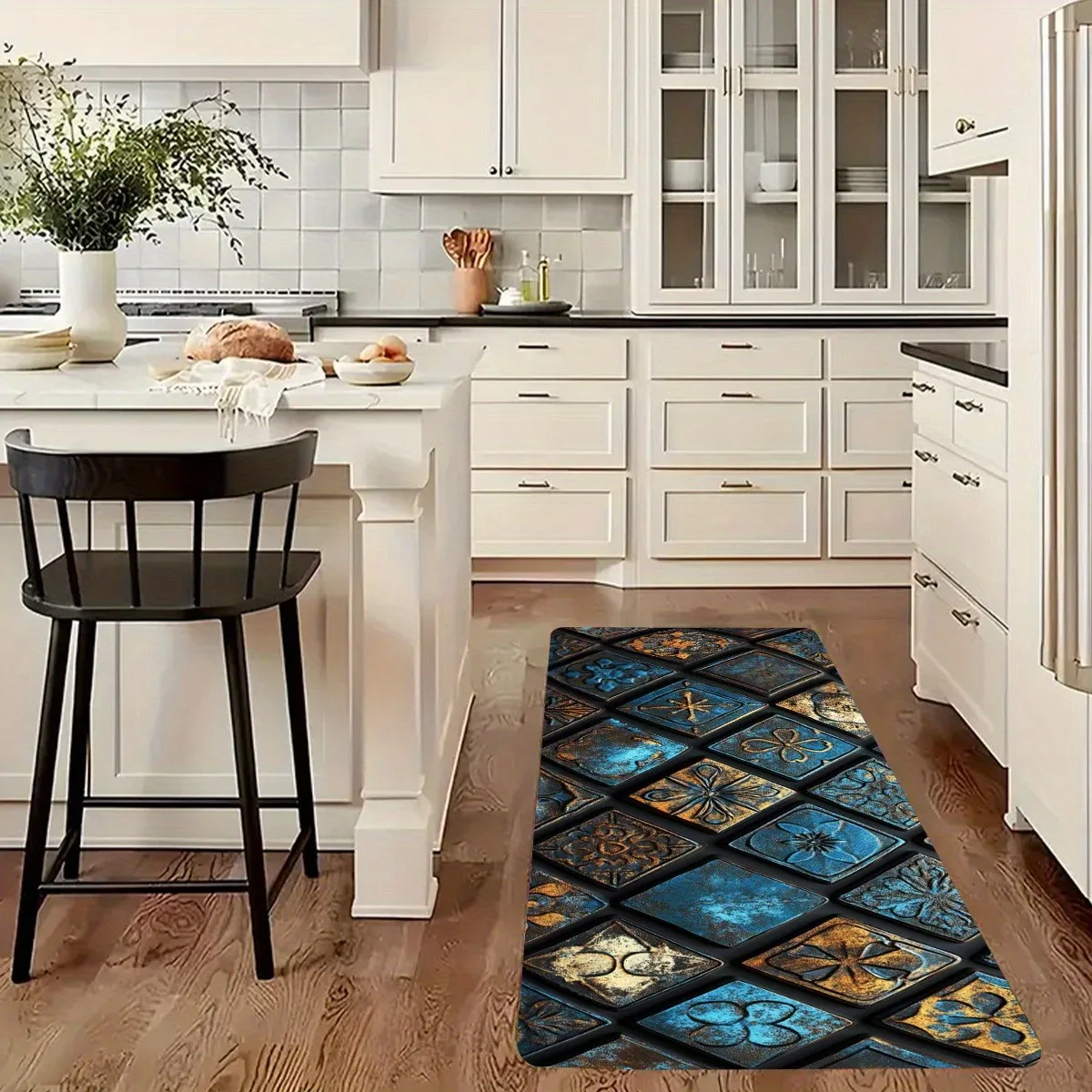 

1PC Geometry Pattern Kitchen Rugs Non-Slip Home Door Mats Pop design Bathroom Rug Bath Mat Carpet for Home Sink Laundry Decor