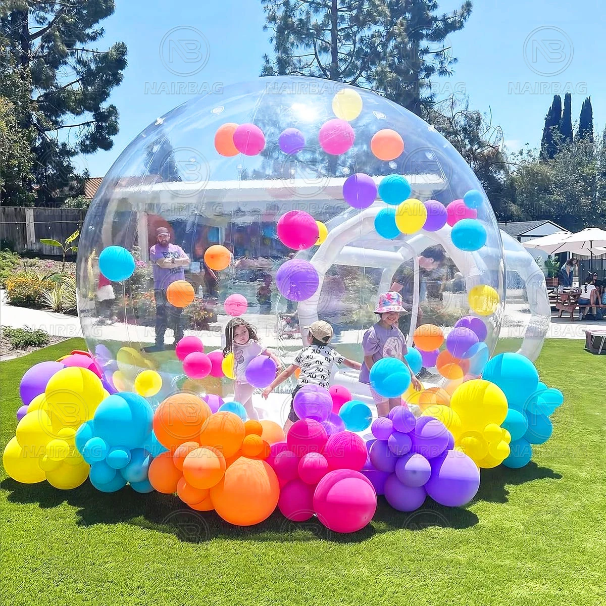 Naibag cúpula balão bolha casa tenda comercial pvc claro bolha casa com bomba de ar ventilador 10 pés para crianças festa adulto casamento