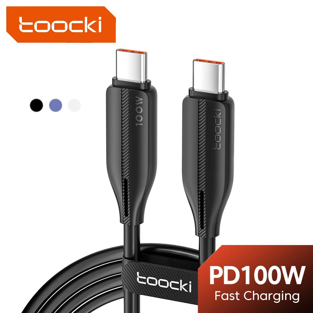 Toocki USB-C-auf-USB-C-Kabel, 100 W, 5 A PD, Schnelllade-Typ-C-Kabel für MacBook, Samsung, Huawei, Xiaomi, Realme, 100 W USB-Typ-C-Kabel
