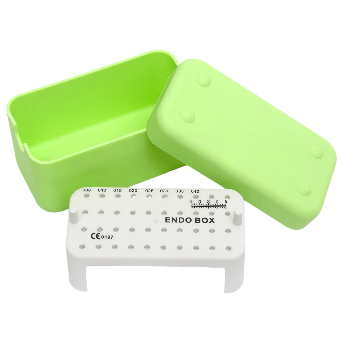 1box Dental Clinic Plastic Endo Box With Ruler Files Bur Holder Blocks Stand Clean Autoclavable Sterilization Case 40 Holes