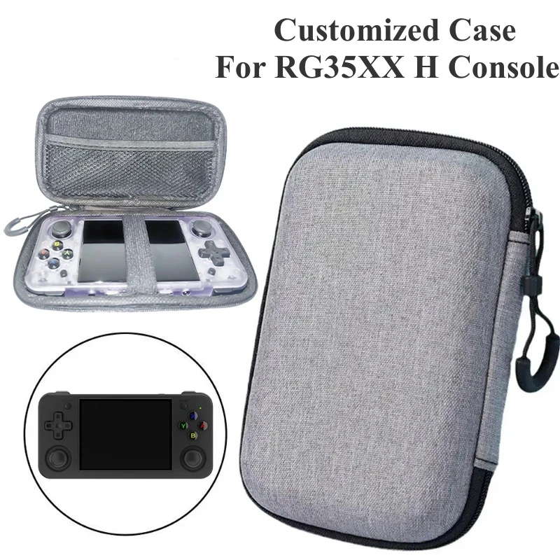 for RG35XX H Handheld Game Console Carrying Case EVA Hard Shell Shockproof Protection Bag Gray