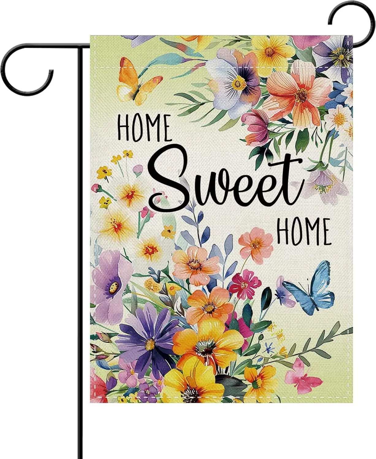 Dyrenson Spring Summer Floral Decorative Garden Flag, Home Sweet Home Flower Butterfly Yard Outside Home Decoration, Wildflo IIC