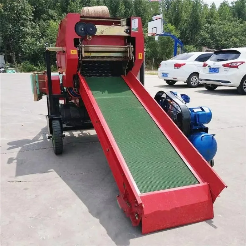 2024 Full Automatic Di esel Engine Baler Machine For Small Grazing Hay Baling And Wrapping Machine Mini Corn Silage Round Bale