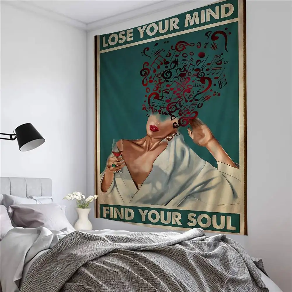 

Гобелен в стиле бохо «Потеряй разум, найди душу», настенный декор, таро, хиппи, японский гобелен для общежития