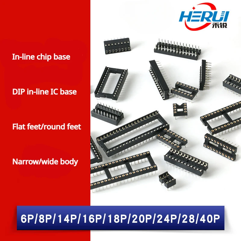 

Insert DIP microcontroller round hole base sub IC socket integrated block 8P 14 16 20 28 40P pin