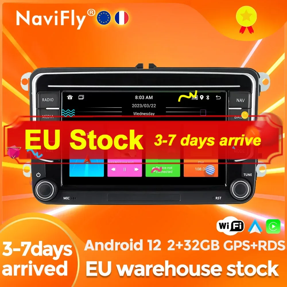 NaviFly 7“ Original style Car Multimedia GPS for VW Passat B6 T5 B7 B8 Golf 5 6 Caddy POLO T5 Touran Carplay Android Auto WIFI