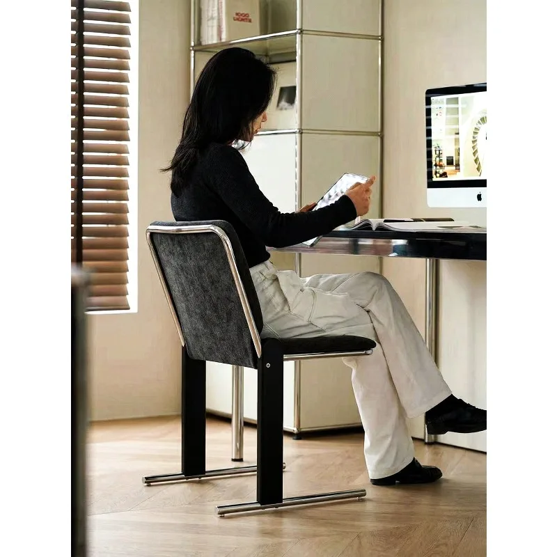 Stainless steel single sofa sedentary backrest makeup desk dining stool
