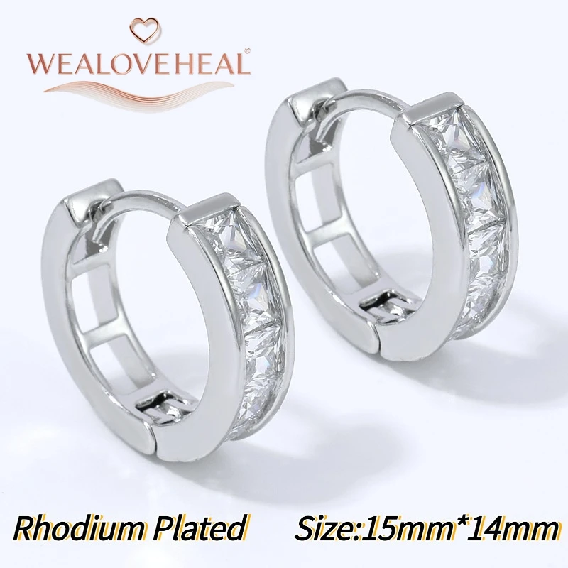 ohrringe, ohrringe damen, Klassische Prinzessinnen-Schliff CZ Huggie Creolen für Damen, 18K vergoldetes Messing, hohl, schlicht, elegant, vielseitiger Schmuck – Detail 21