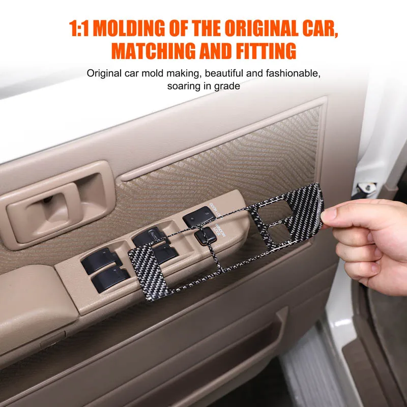 For Toyota Land Cruiser LC71 LC76 2007-2026+ Soft Carbon Fiber Car Glass Lift Frame Decoration Sticker Protection Accessories