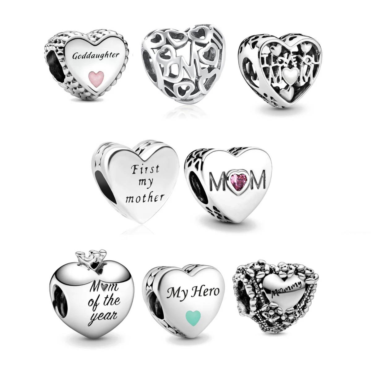 

Openwork Flower Heart Mummy Mum Heart for Original 925 Charms Bracelet Silver Charm Bead for Mother's Day Gift Jewelry Trinket