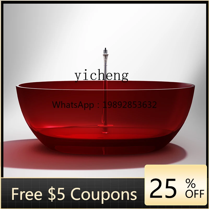 

AA transparent color crystal resin bathtub independent hotel thin edge thickening oval integrated bathtub