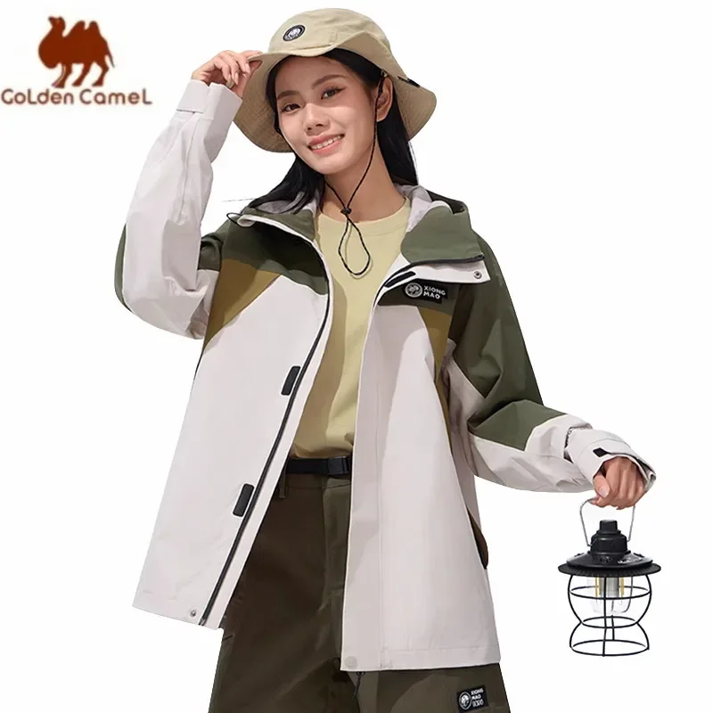 GOLDEN CAMEL Hiking Jackets Waterproof Hard Shell Single-layer Jacket for Men and Women Color-blocked Windbreakers Windproof