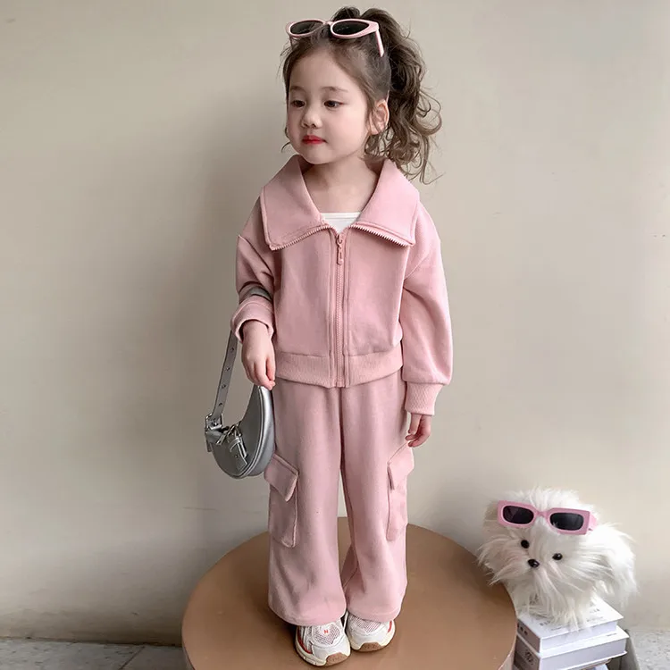 Girls Spring Suit 2026 New Children's Foreign Style Korean Version Tooling Two-piece Set Girls Baby Spring and Autumn Clothes