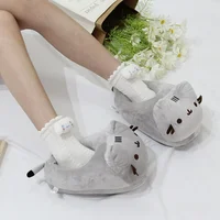 Cartoon Full Covered Cat Slippers Warm Winter Slides Soft Plush Doll Indoor Cute Anime Bedroom Shoes For Man Woman Home Use - Image 2