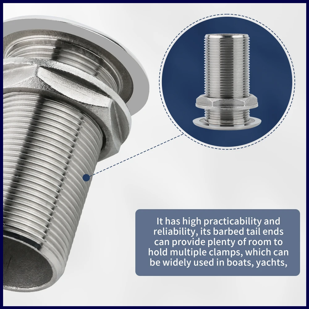 316 قارب من الفولاذ المقاوم للصدأ من خلال بدن استنزاف موصل منفذ استنزاف المياه لخرطوم القطر الداخلي تركيب السباكة لليخوت قارب