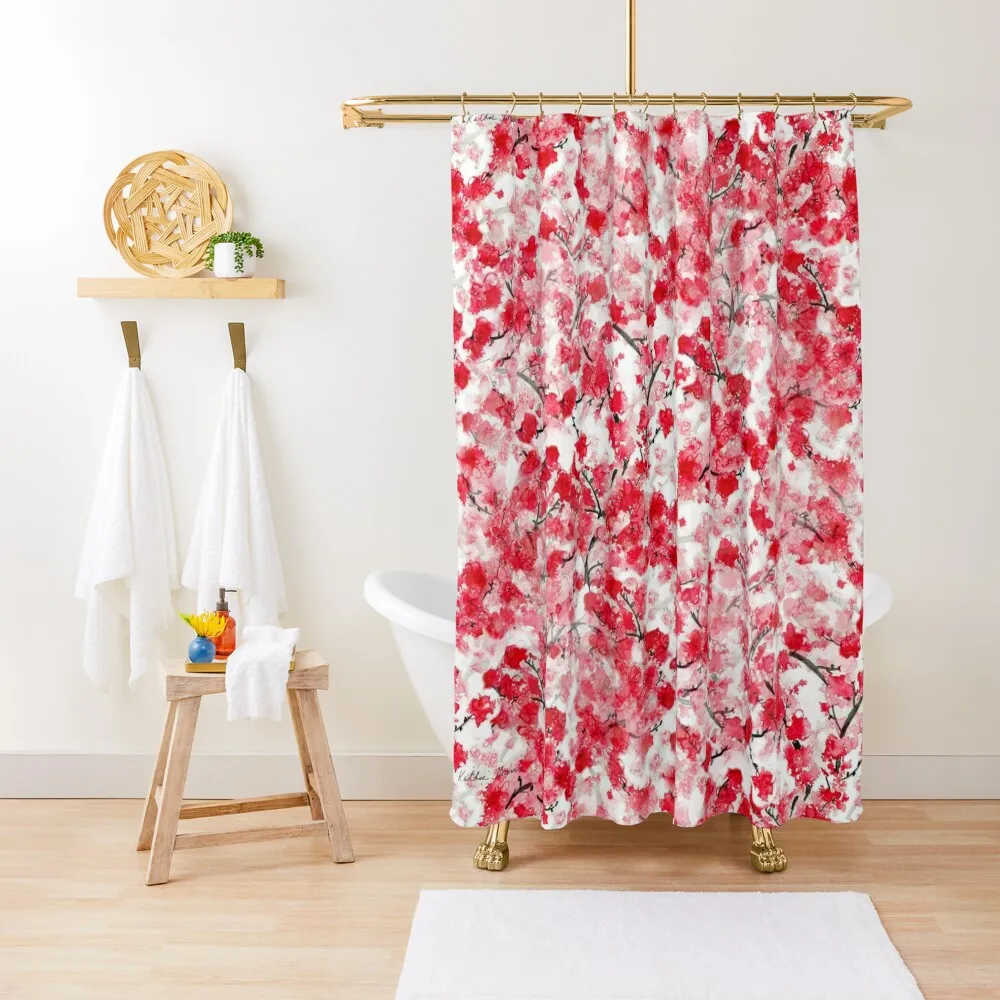 

Cherry Blossoms Shower Curtain Bathroom Box Shower Waterproof For Shower Curtain