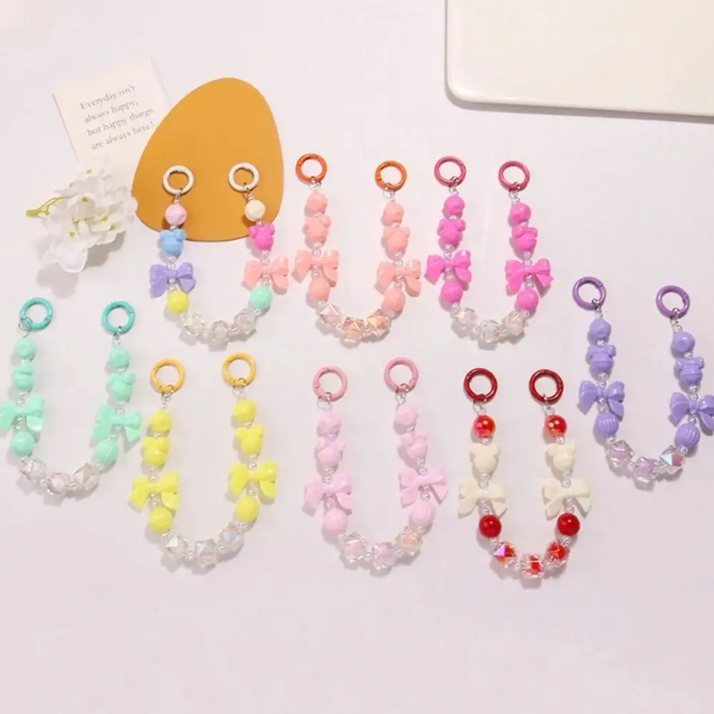Simple Acrylic Burst Bead Chain Keyring Gradient Replacement Phone Lanyard Colorful Bag Pendant Bag Accessories