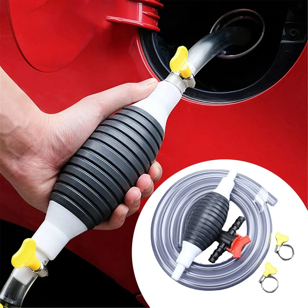 Multifunction Liquid Sucker Pump, Manual Fuel Transfer Pump Gasoline Siphon Hose, Portable Siphon Pump(3Meter)