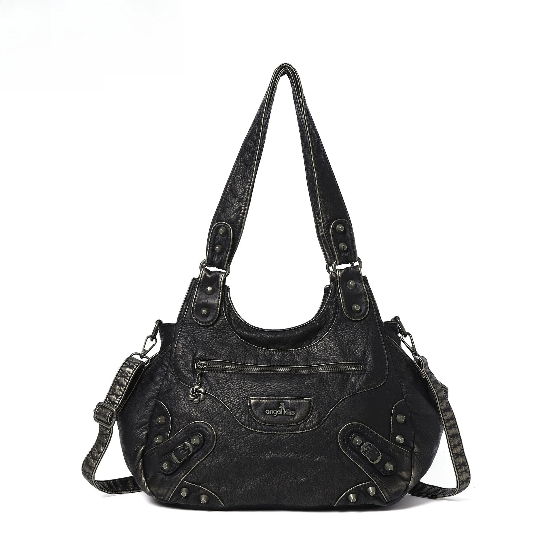 

Женская сумка Handhag, черные брендовые сумки на плечо, винтажные модные сумки на плечо, женская мягкая сумка-тоут с верхней ручкой, большой кошелек