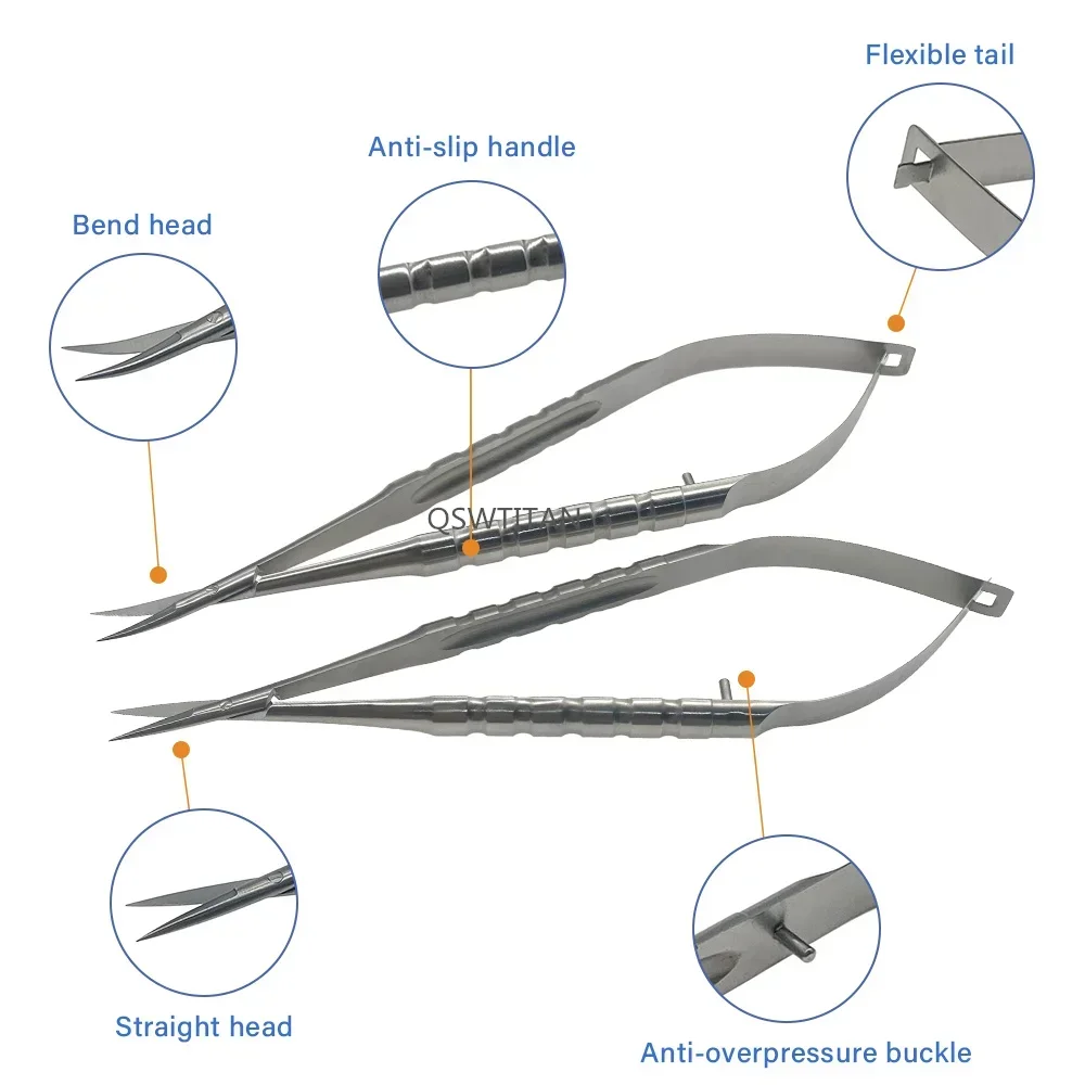 QSWTITAN Microchirurgia oftalmica Forbici per cornea in acciaio inossidabile 135mm/145mm Forbici Venere Forbici per doppia palpebra Strumenti chirurgici