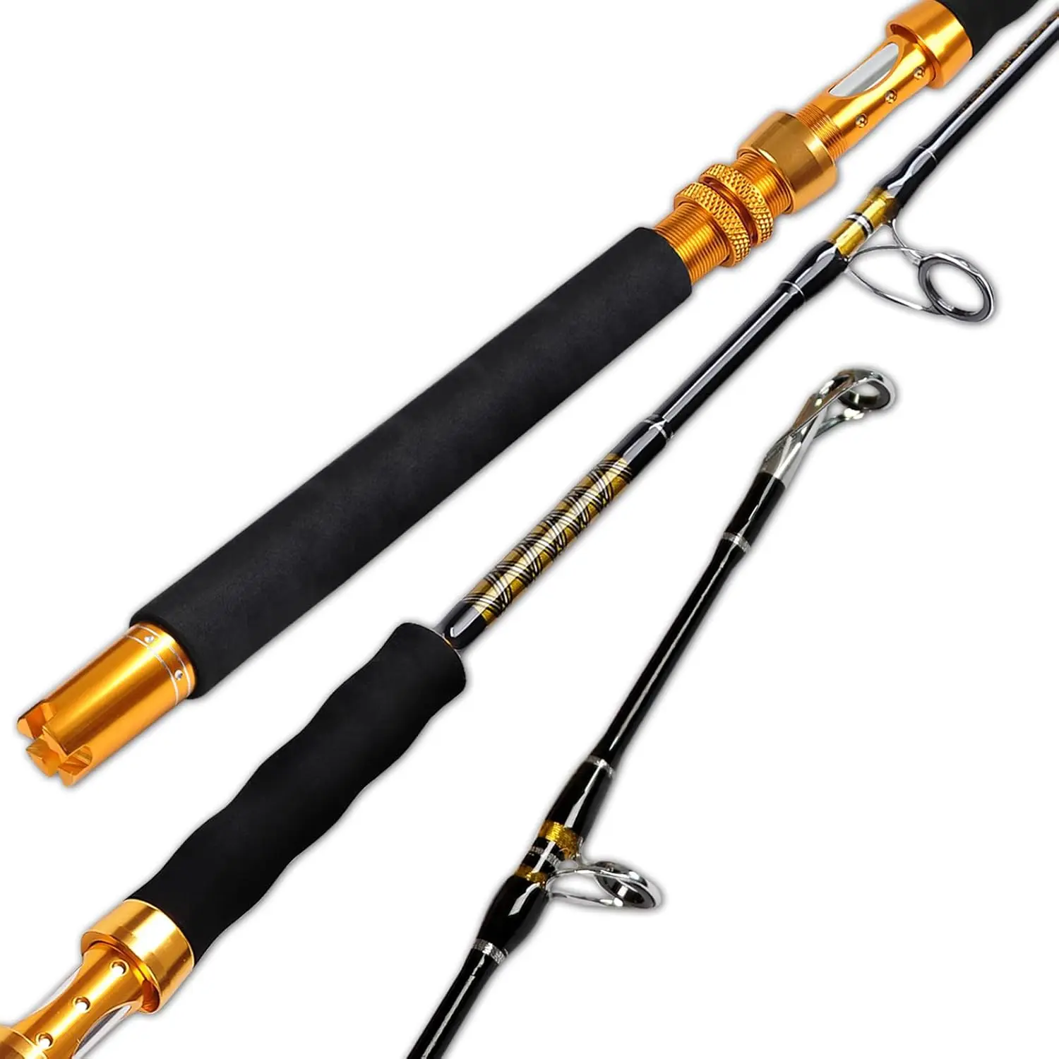 

Saltwater Jigging Spinning Rod 1-Piece Heavy Jig Fishing Rod (30-50lb/50-80lb/80-120lb, 5-Feet 6-Inch) Closed face fishing reels