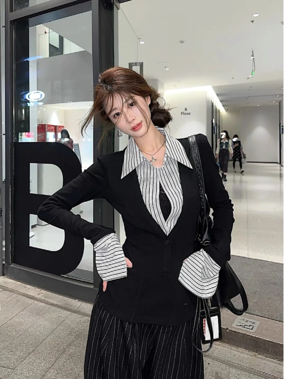 

Женский топ Slim Fit в полоску с пэчворк-дизайном в корейском стиле, для повседневной носки, больших размеров, Hot Girl