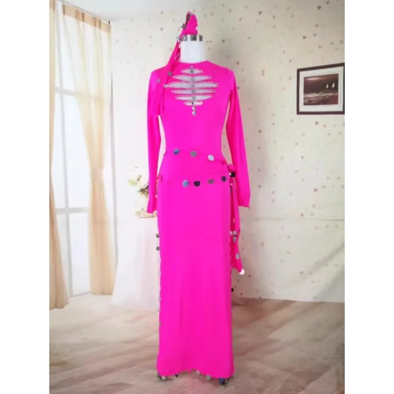 

customized High end hollow belly dance performance costume set with drill indian clothes women exotic dancewear