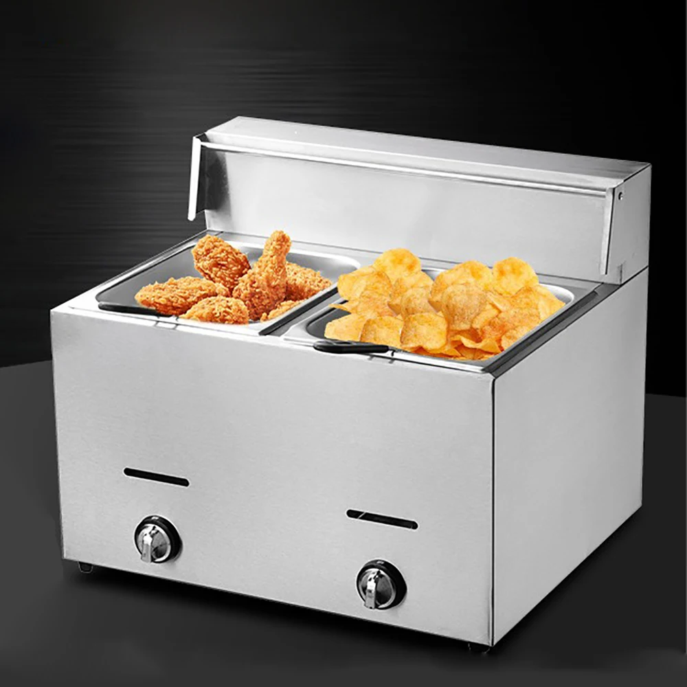 

Electric Gas Deep Fryer Commercial Gas Frying Machine French Fries Fried Chicken Thermostat Fast Food Fryer